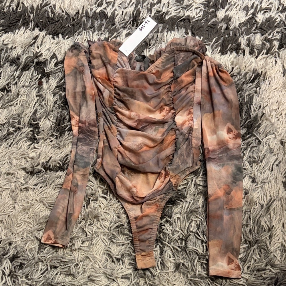 PrettyLittleThing Nude Mesh Bodysuit